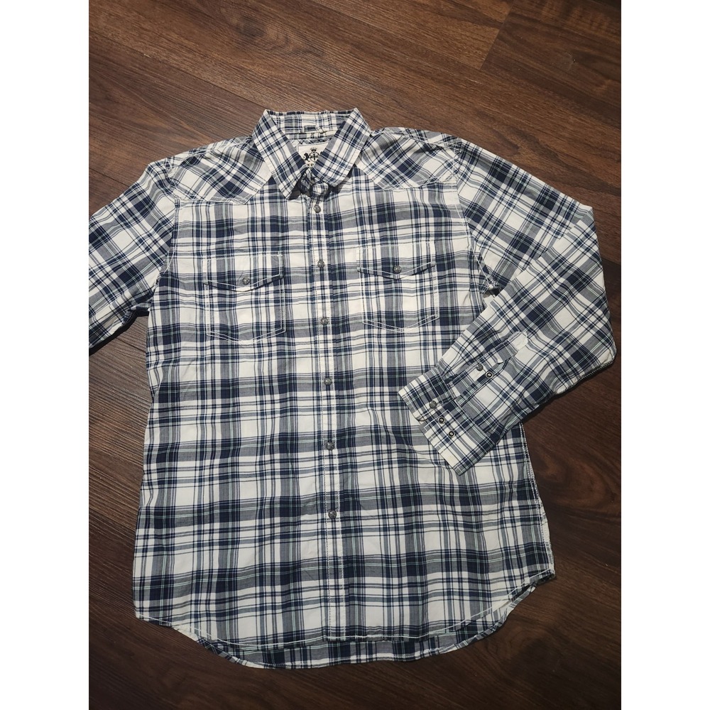Express Long Sleeve Button Down Shirt‎ Men's Cotton Blue Plaid Size XL